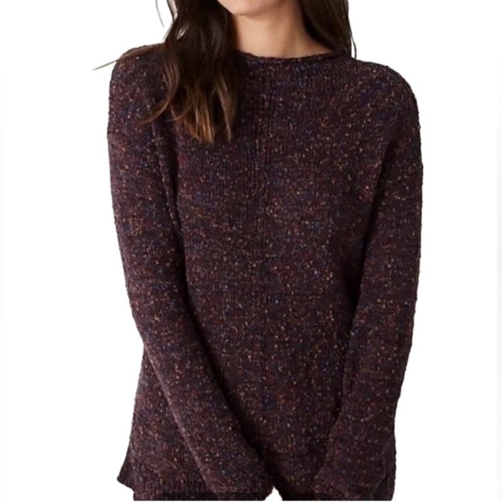 J. Jill Cozy Retreat Tweed Dark Fig Knit Sweater